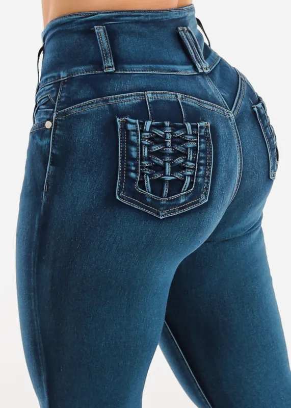 Levantacola Super High Waist Skinny Jeans Sand Wash sold by Moda