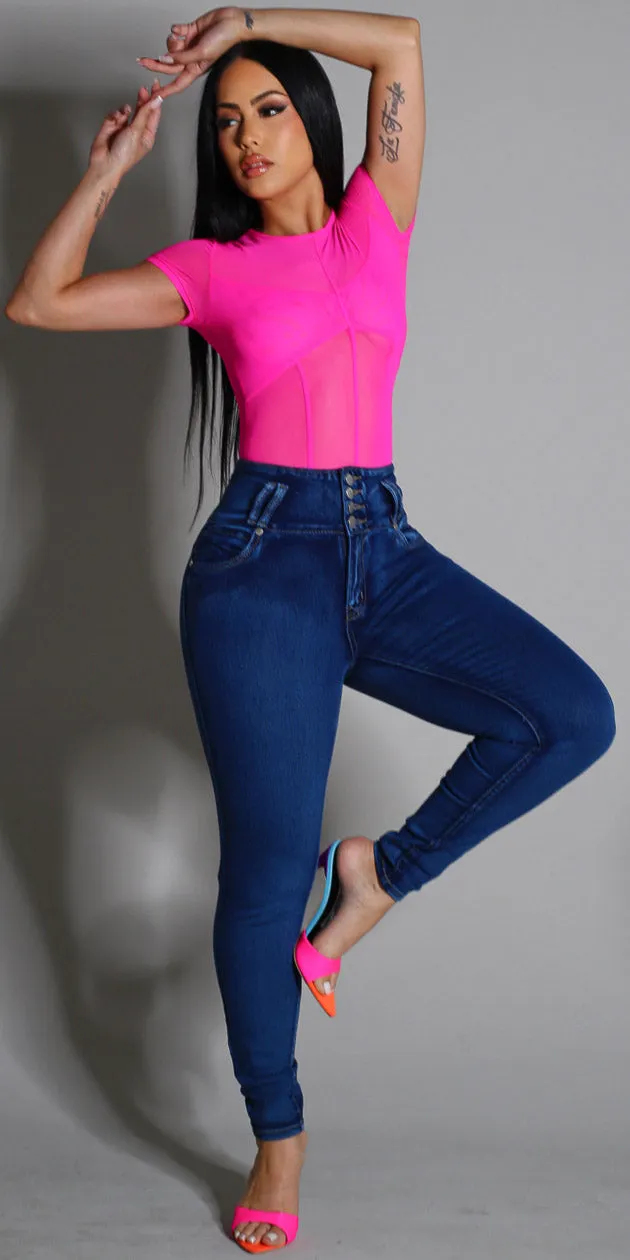 Fuchsia Butt Lift Skinnies Set sold by Moda