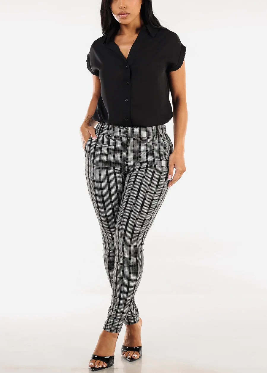 High Rise Black Plaid Skinny Pants sold by Moda product image thumbnail 2