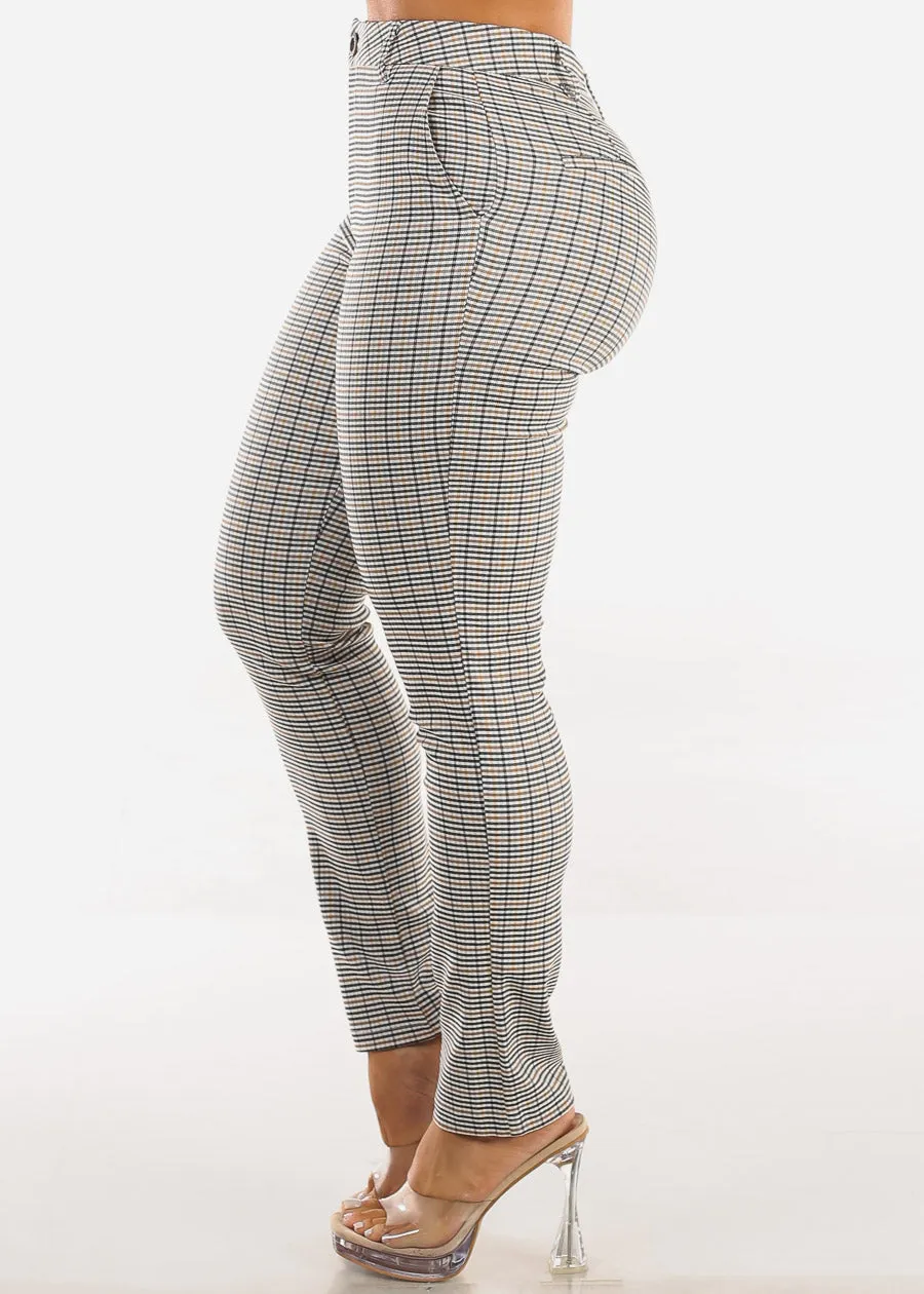 Stretchy Butt lift High Rise Plaid Skinny Pants Black sold by Moda product image thumbnail 4