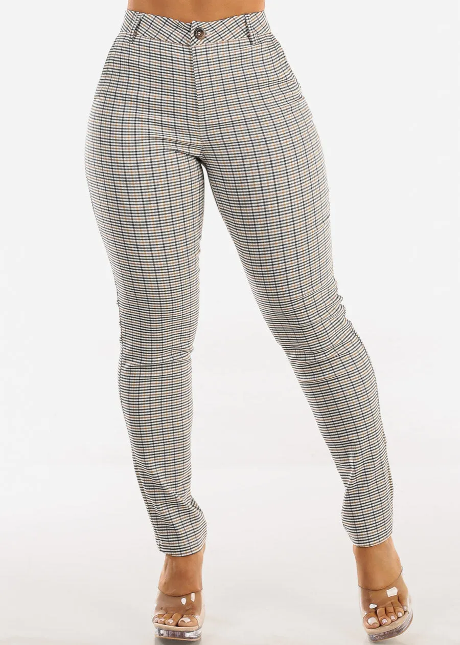 Stretchy Butt lift High Rise Plaid Skinny Pants Black sold by Moda product image thumbnail 3