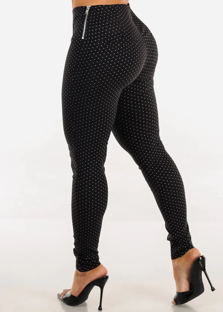 High Waist Printed Stretch Skinny Pants Black sold by Moda product image thumbnail 4