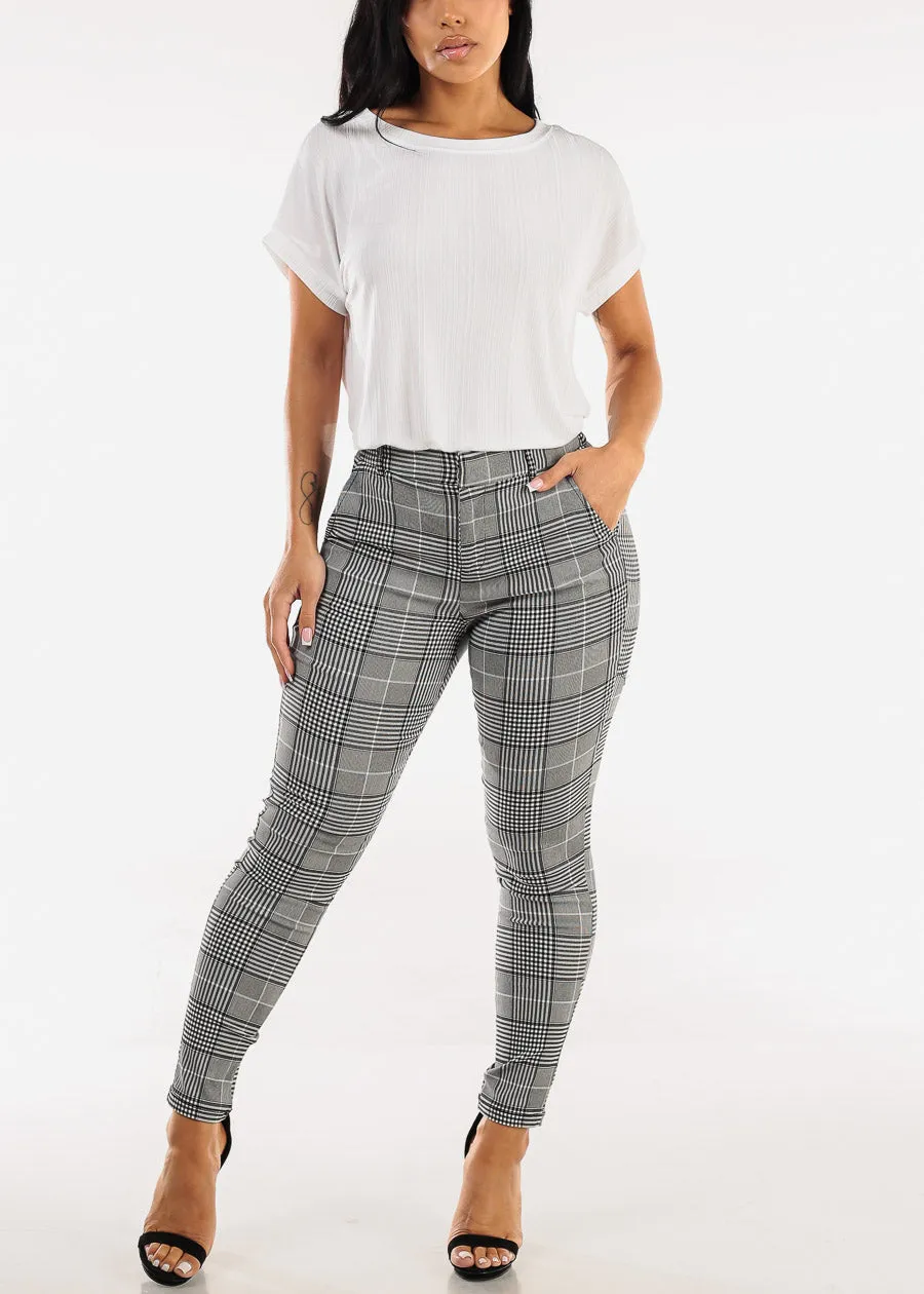 Levantacola Stretchy Plaid Skinny Pants Black sold by Moda product image thumbnail 2