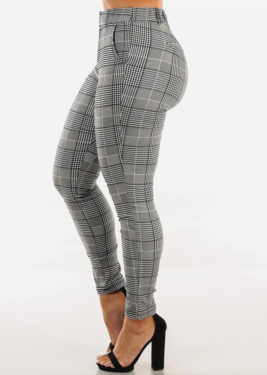 Levantacola Stretchy Plaid Skinny Pants Black sold by Moda product image thumbnail 4