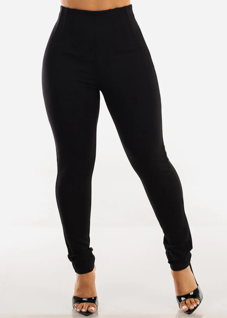 Super High Waist Stretch Dressy Skinny Pants Black sold by Moda