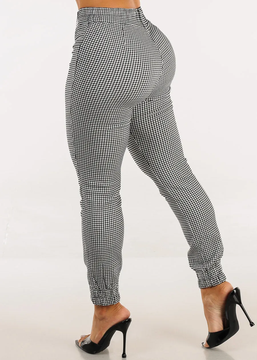Super High Waist Stretch Plaid Jogger Pants B&W sold by Moda product image thumbnail 4