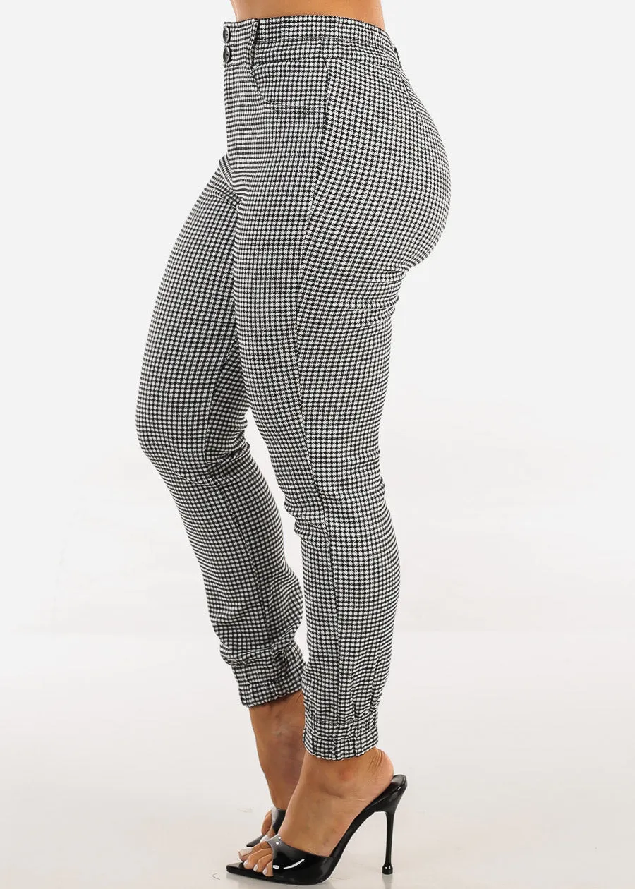 Super High Waist Stretch Plaid Jogger Pants B&W sold by Moda product image thumbnail 3