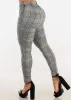 High Waisted Plaid Stretch Skinny Pants Black & White sold by Moda