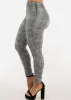 High Waisted Plaid Stretch Skinny Pants Black & White sold by Moda