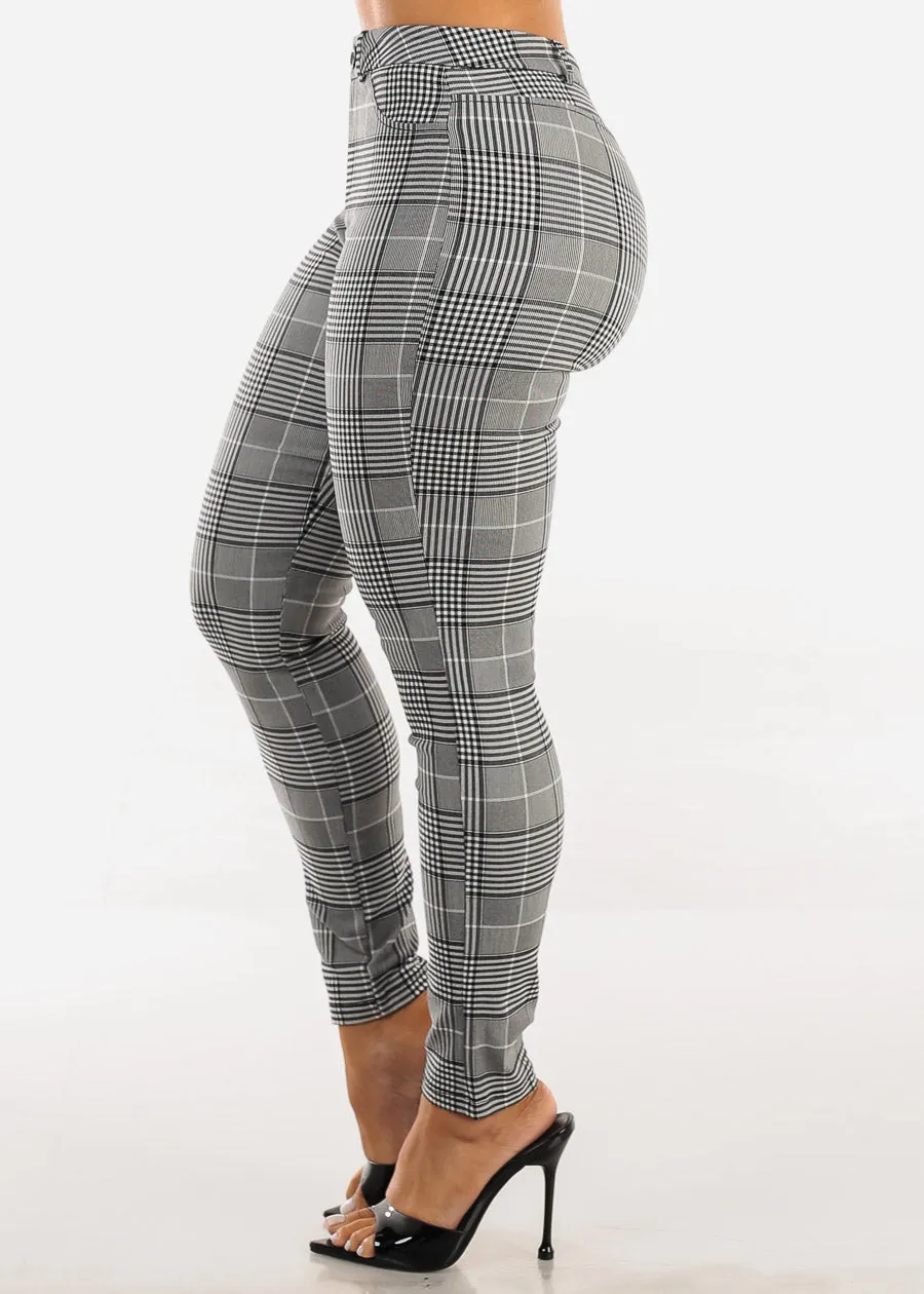 Stretchy High Waisted Plaid Skinny Pants Black sold by Moda product image thumbnail 3