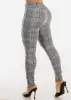 Stretchy High Waisted Plaid Skinny Pants Black sold by Moda