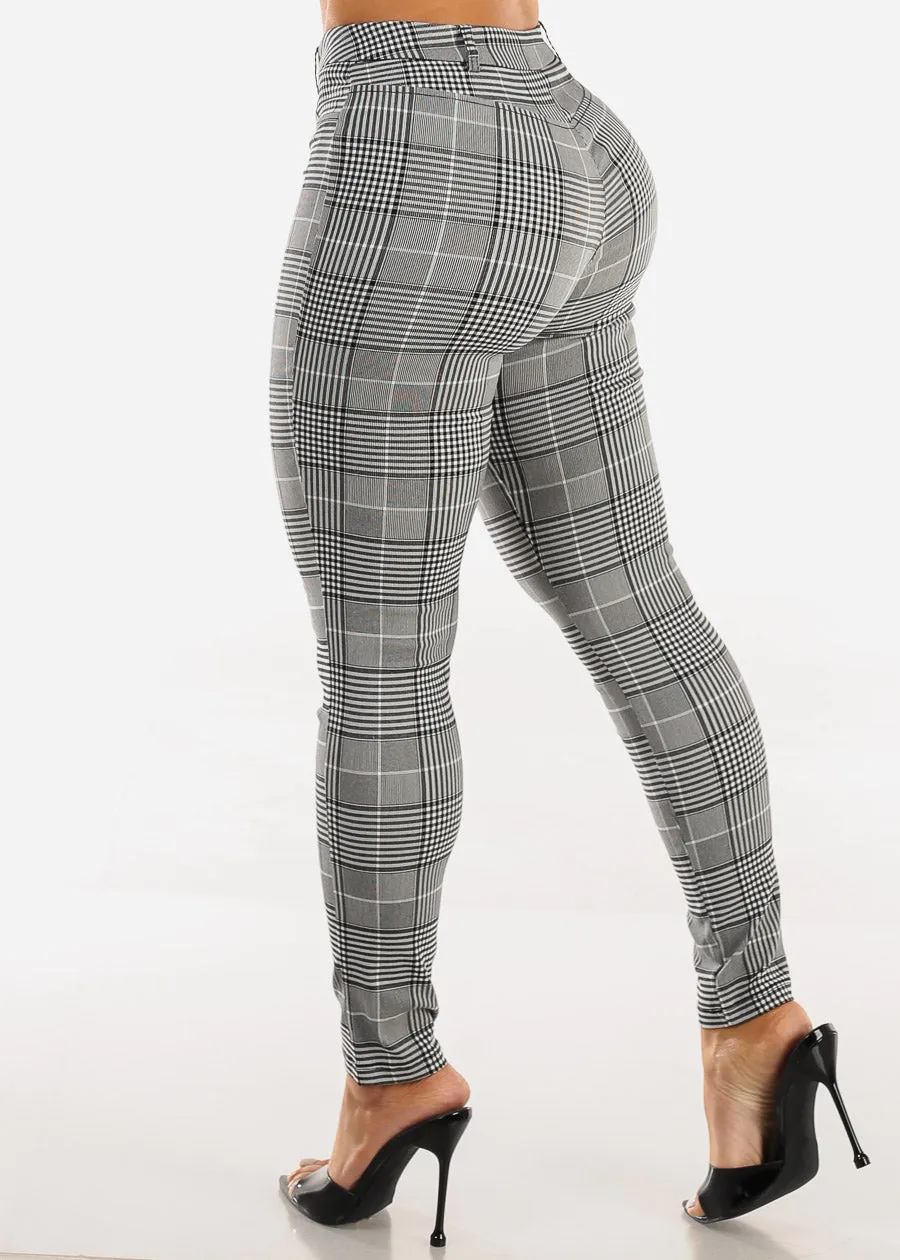 Stretchy High Waisted Plaid Skinny Pants Black sold by Moda product image thumbnail 4