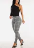 Stretchy High Waisted Plaid Skinny Pants Black sold by Moda