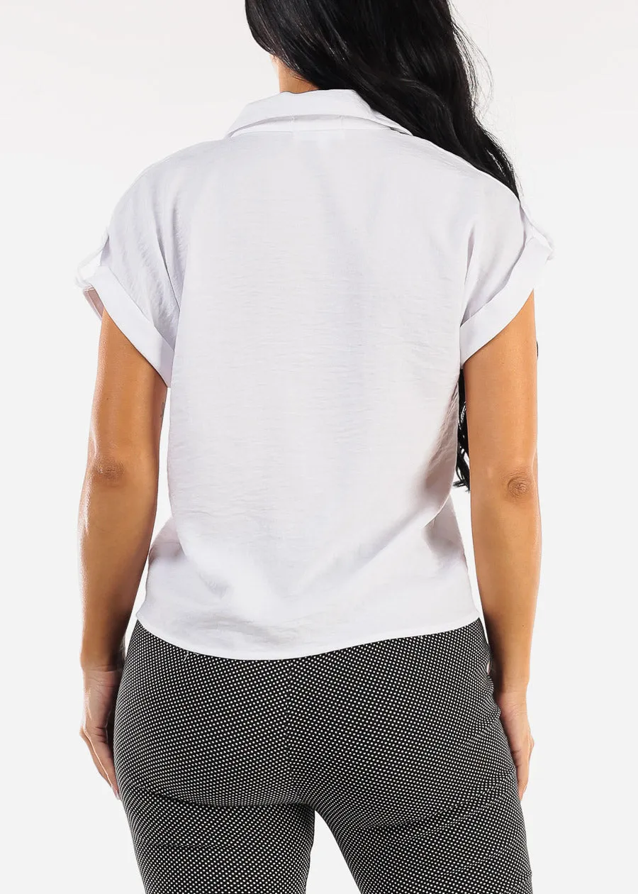 Short Sleeve Button Up Collared Blouse White sold by Moda product image thumbnail 4