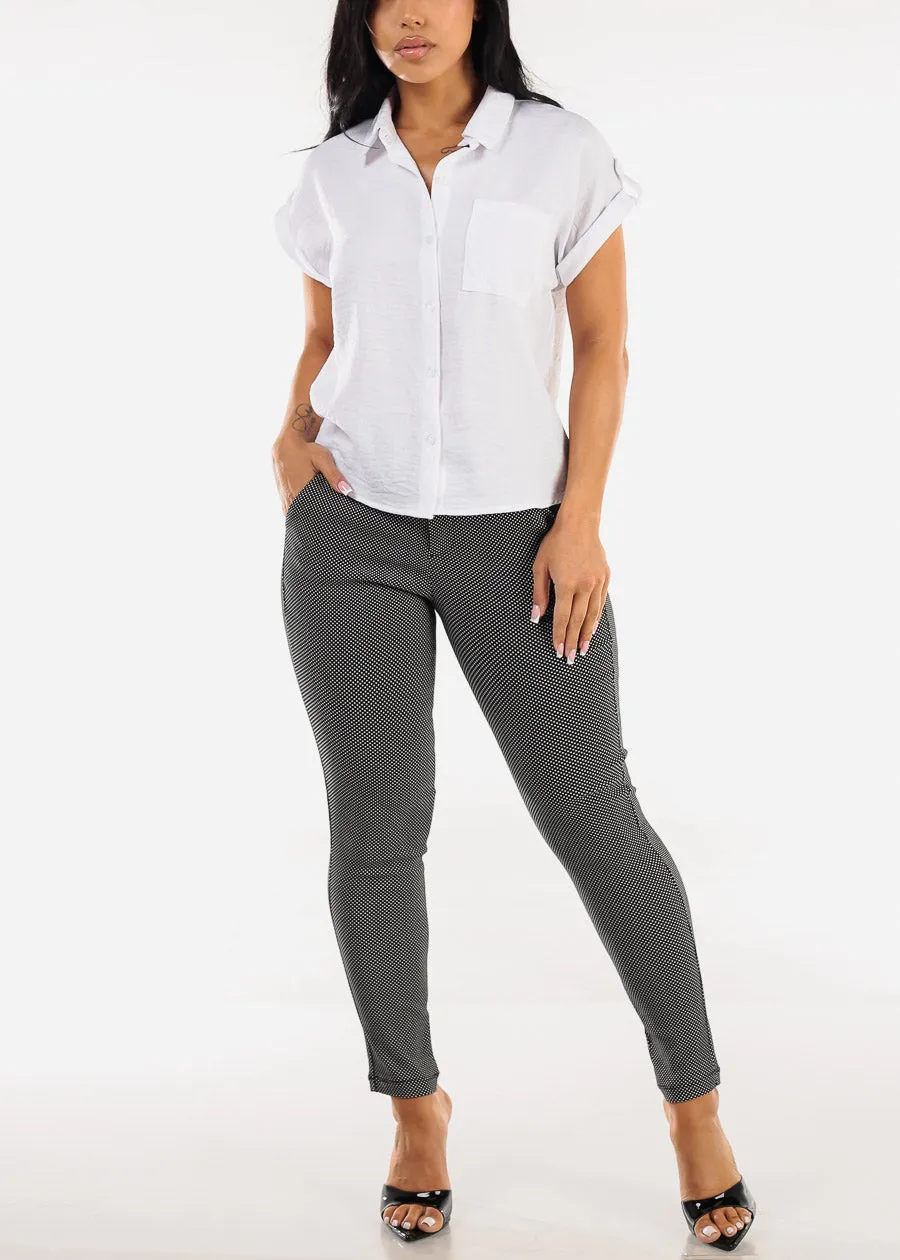 Short Sleeve Button Up Collared Blouse White sold by Moda product image thumbnail 2