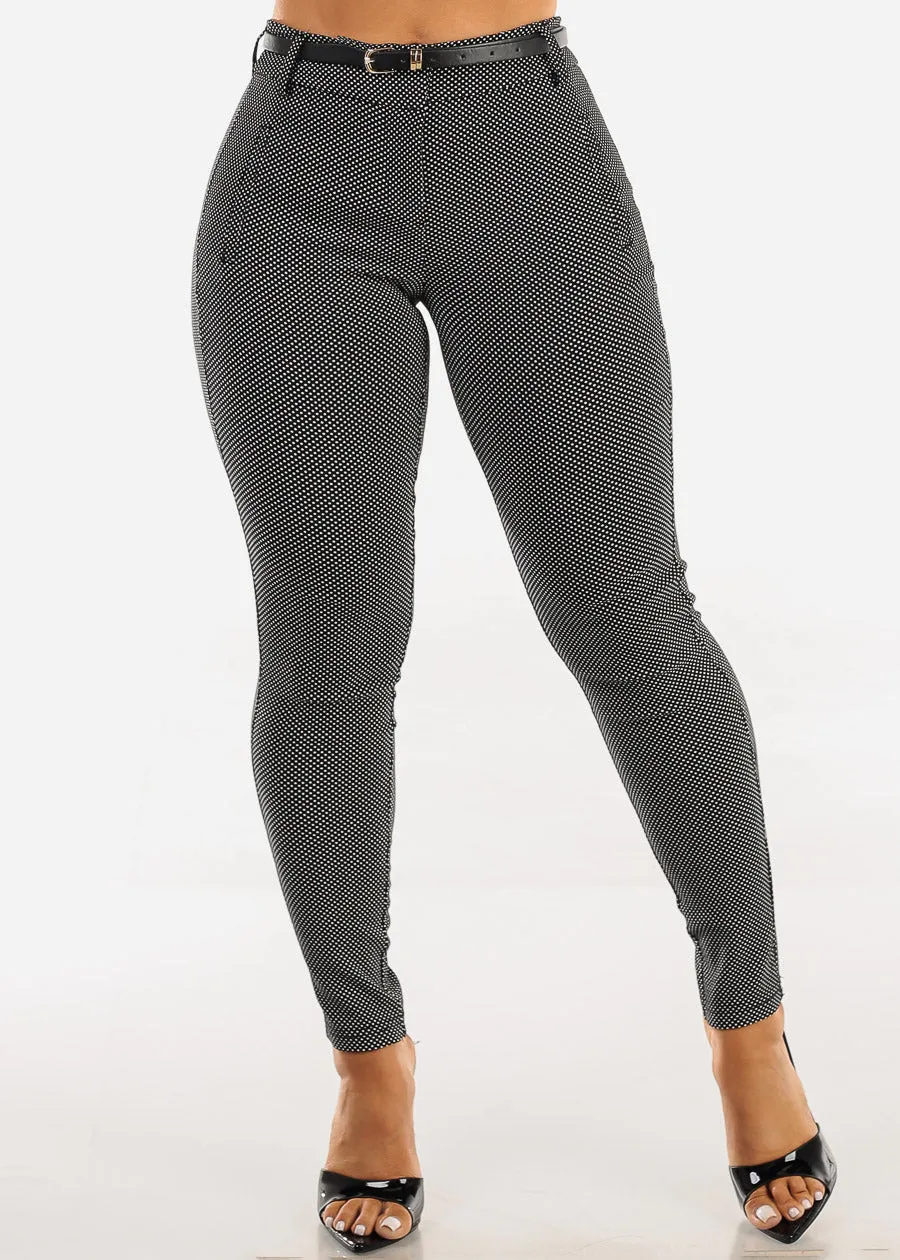 Butt lift Mid Rise Stretch Polka Dot Skinny Pants Black sold by Moda product image thumbnail 3