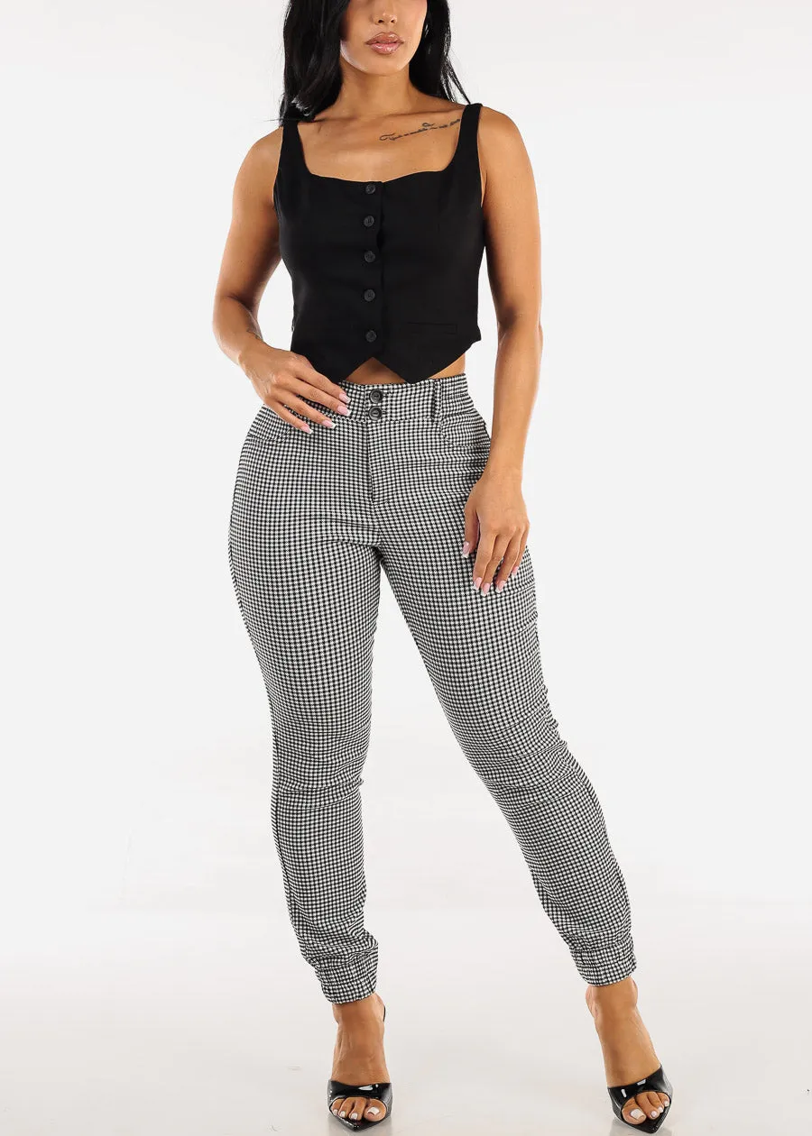 Sleeveless Button Up Linen Crop Top Black sold by Moda product image thumbnail 2