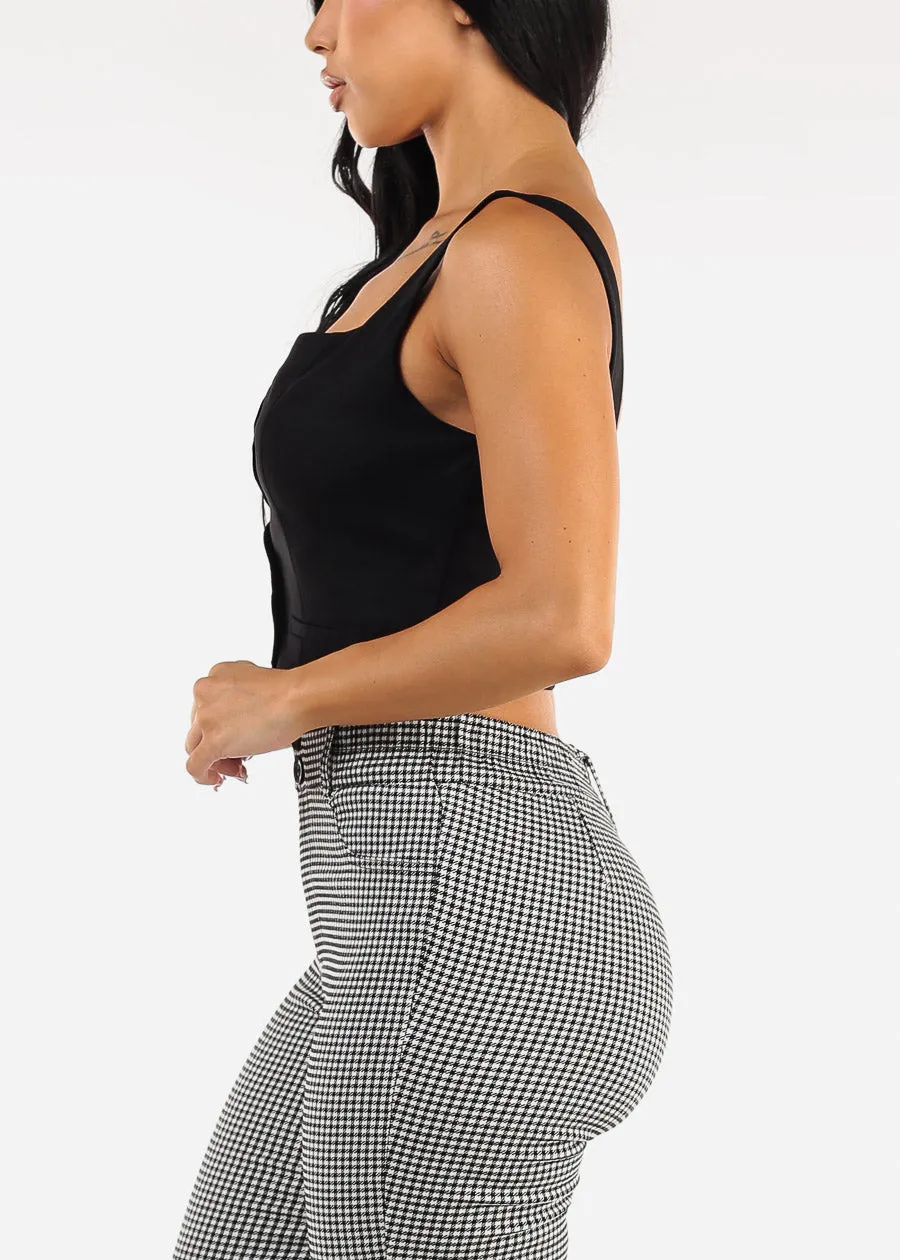 Sleeveless Button Up Linen Crop Top Black sold by Moda product image thumbnail 3