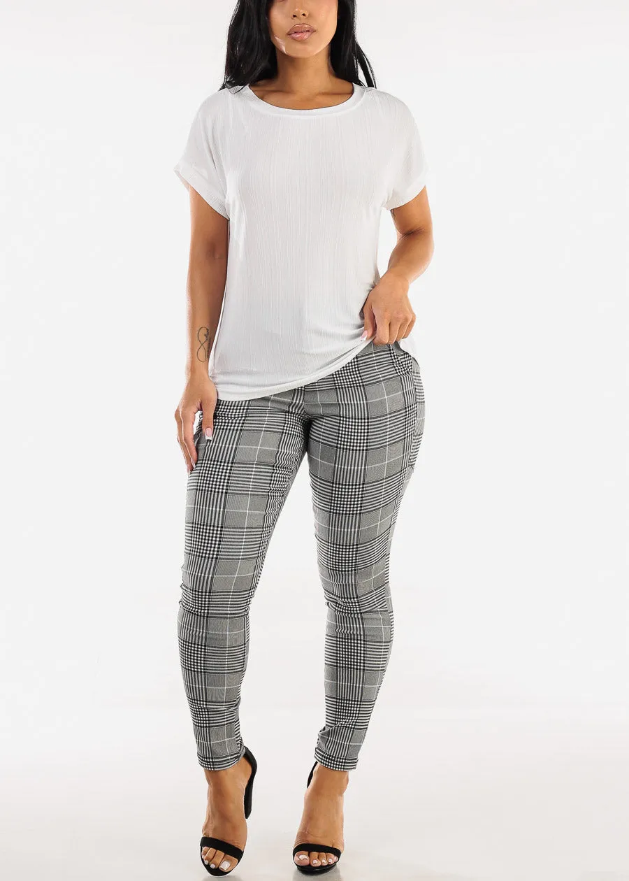 Short Sleeve Round Neckline Stretchy Blouse White sold by Moda product image thumbnail 2