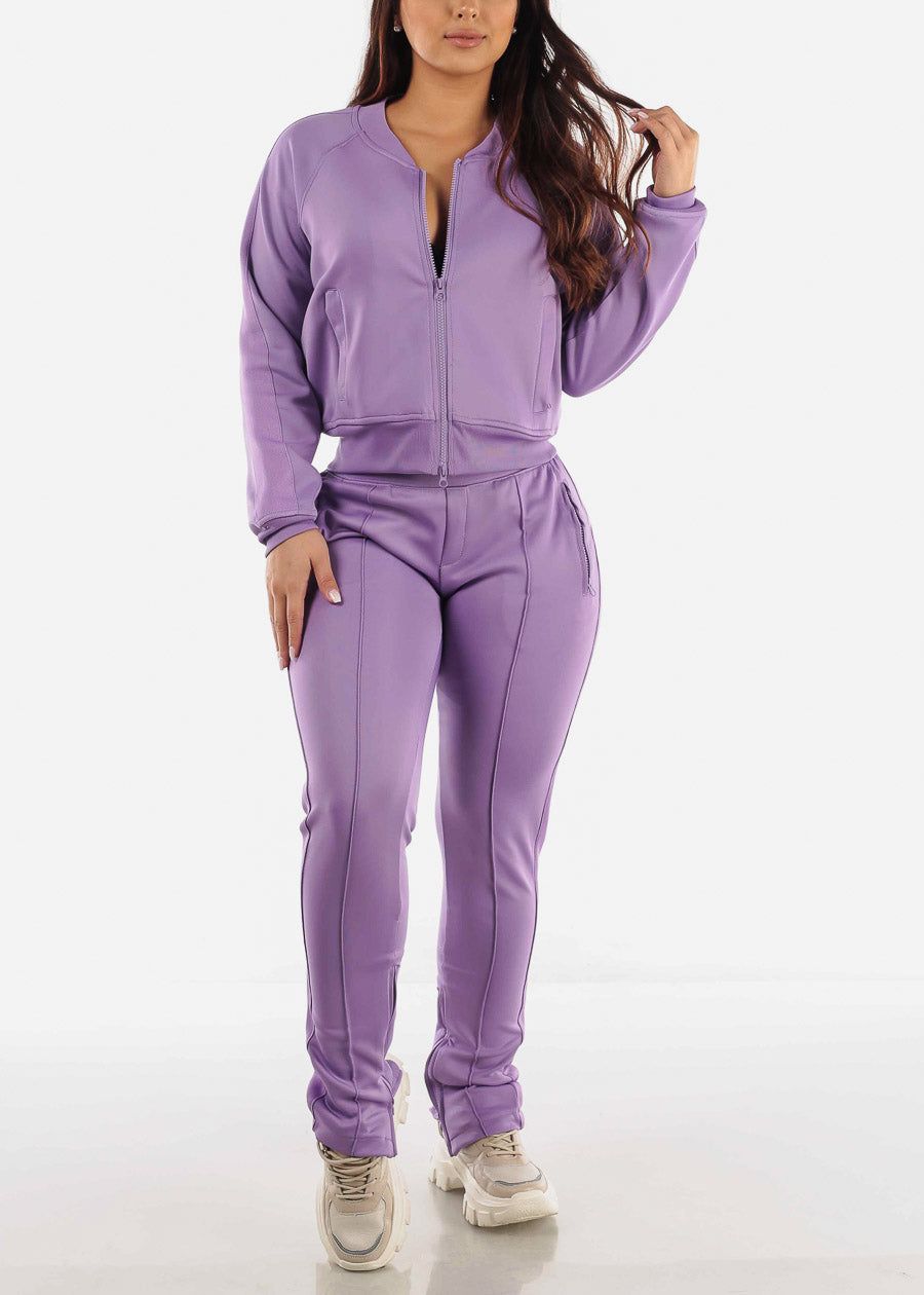 Purple Zip Up Tracksuit (2 PCE SET) sold by Moda