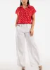 High Elastic Waist Wide Leg Linen Pants White sold by Moda
