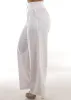 High Elastic Waist Wide Leg Linen Pants White sold by Moda