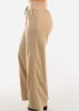 High Elastic Waist Wide Leg Linen Pants Khaki sold by Moda