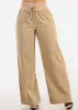 High Elastic Waist Wide Leg Linen Pants Khaki sold by Moda
