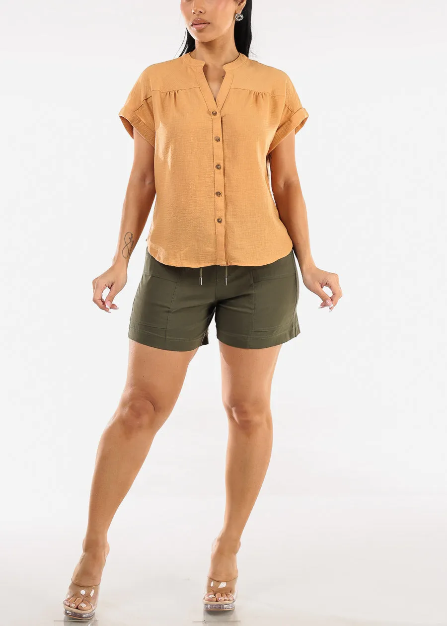 Short Sleeve Button Up Linen Blouse Ginger sold by Moda product image thumbnail 2
