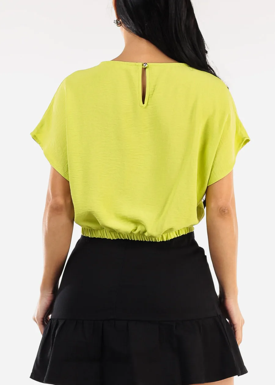 Short Dolman Sleeve Round Neckline Blouse Lime sold by Moda product image thumbnail 4