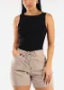 Sleeveless Boat Neckline Mesh Thong Bodysuit Black sold by Moda