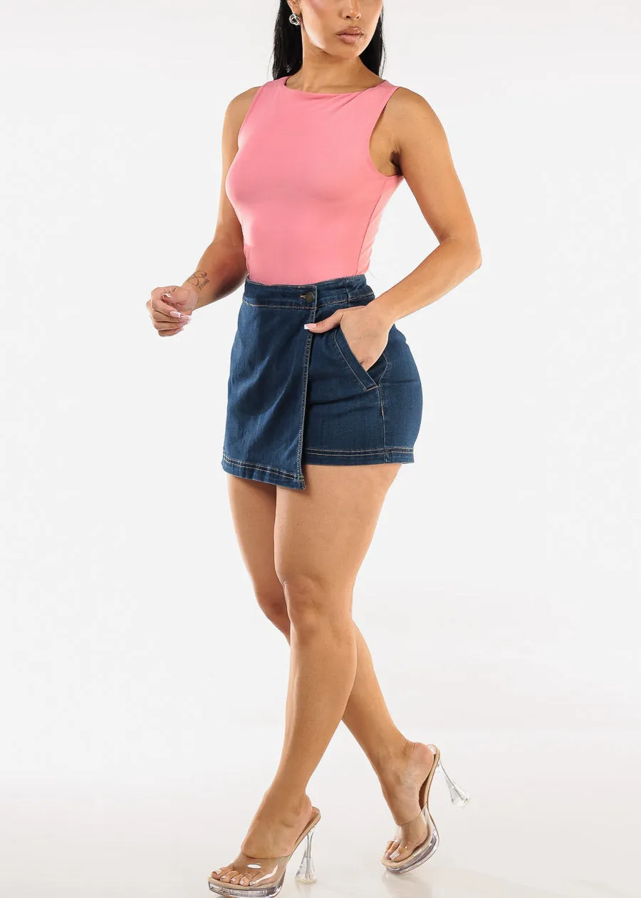 Sleeveless Boat Neckline Mesh Thong Bodysuit Pink sold by Moda product image thumbnail 2