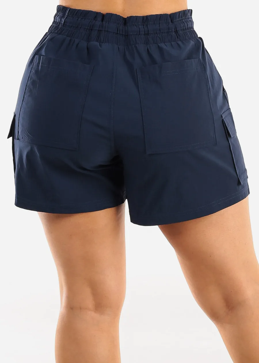 High Waist Quick Dry Hyper Stretch Cargo Shorts Navy sold by Moda product image thumbnail 5