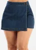 High Waist Wrap Front Denim Skort Med Wash sold by Moda