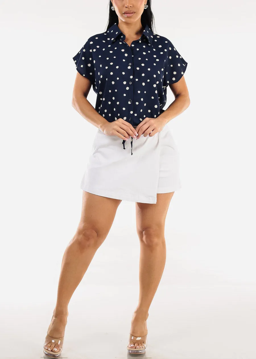 High Waist Wrap Front Denim Skort White sold by Moda product image thumbnail 2