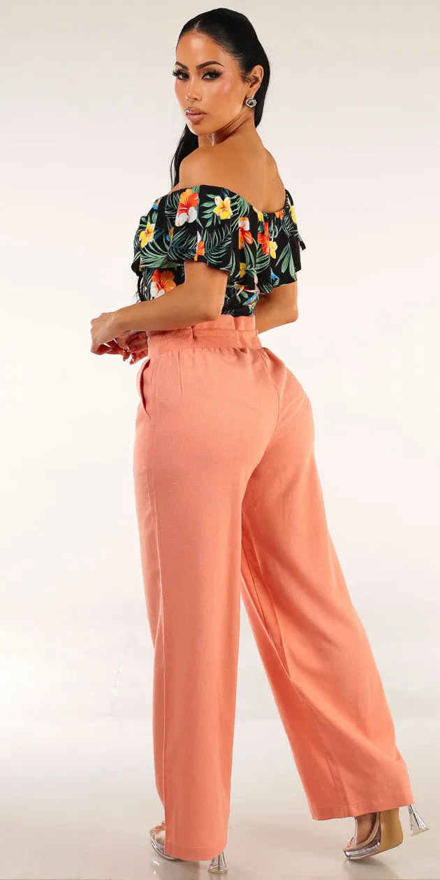 Floral Linen Pants Outfit sold by Moda product image thumbnail 2