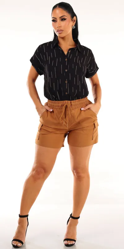 Printed Stretch Cargo Shorts Look sold by Moda