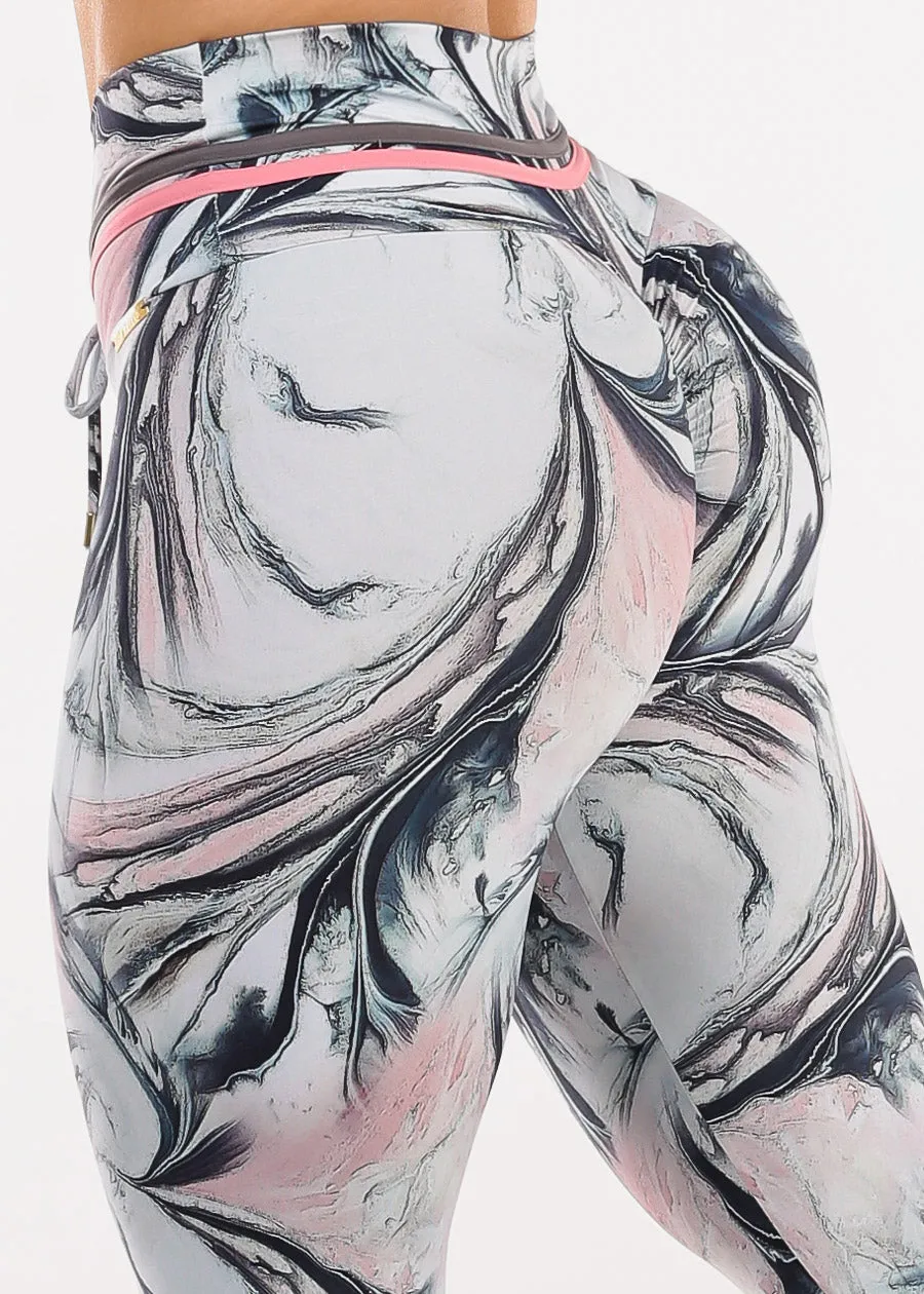 MADE IN BRAZIL Butt Lift Scrunch Leggings Marble Rose sold by Moda