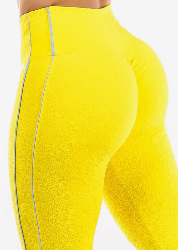MADE IN BRAZIL Butt Lift Scrunch Leggings Jacquard Yellow sold by Moda