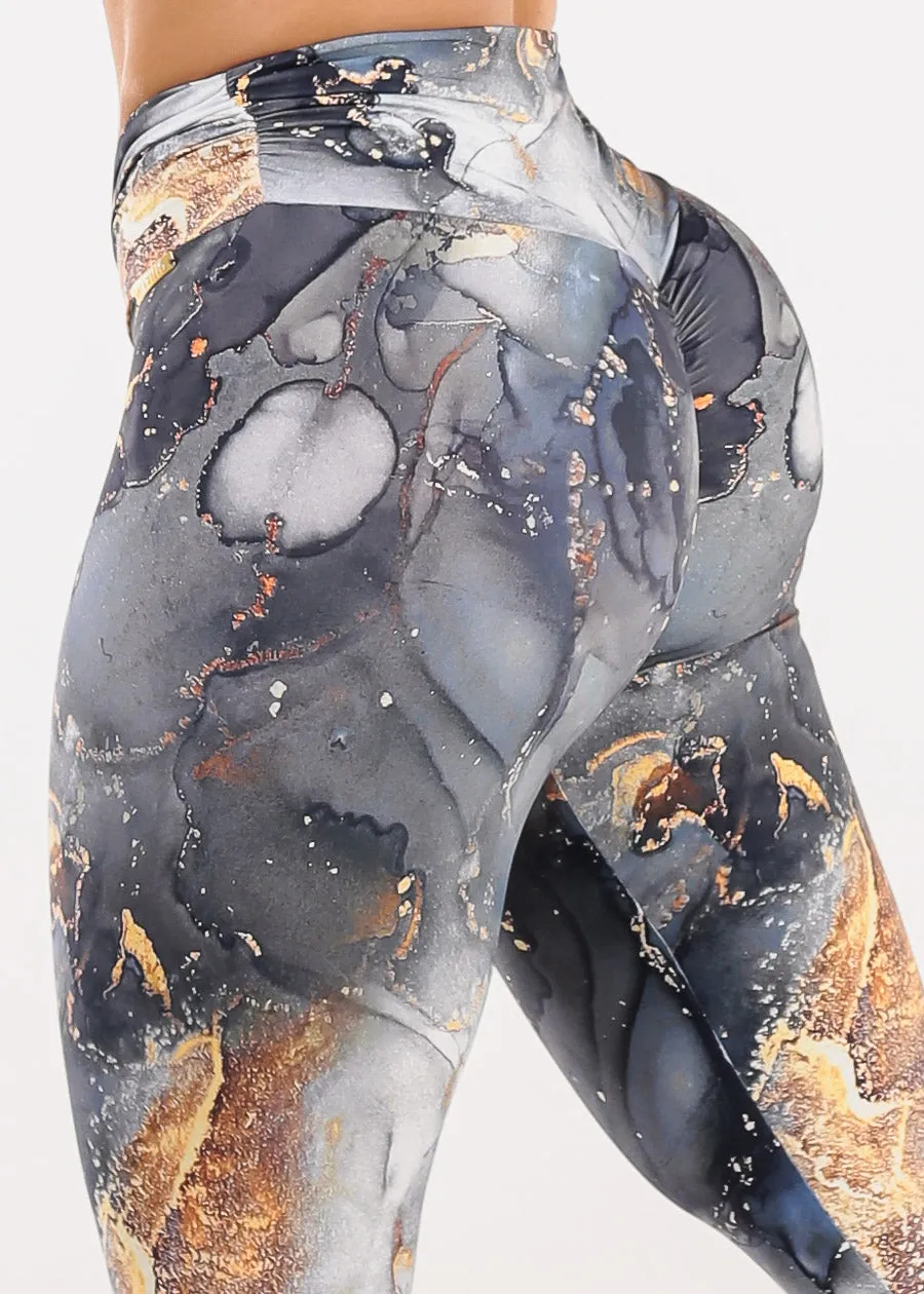 MADE IN BRAZIL Butt Lift Scrunch Leggings Marble Print sold by Moda