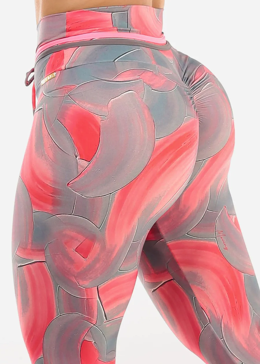 MADE IN BRAZIL Butt Lift Scrunch Leggings Red & Grey sold by Moda