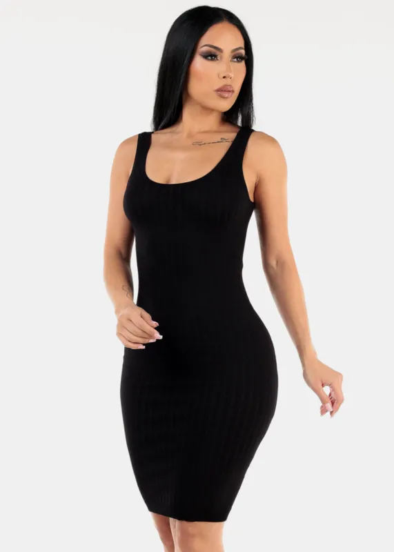Sleeveless Ribbed Black Bodycon Dress sold by Moda