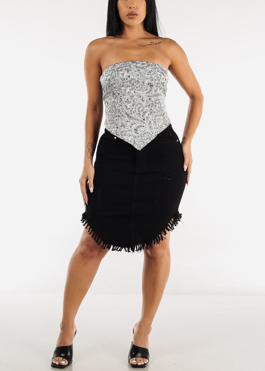 Strapless Satin Floral Bandana Crop Top sold by Moda product image thumbnail 2