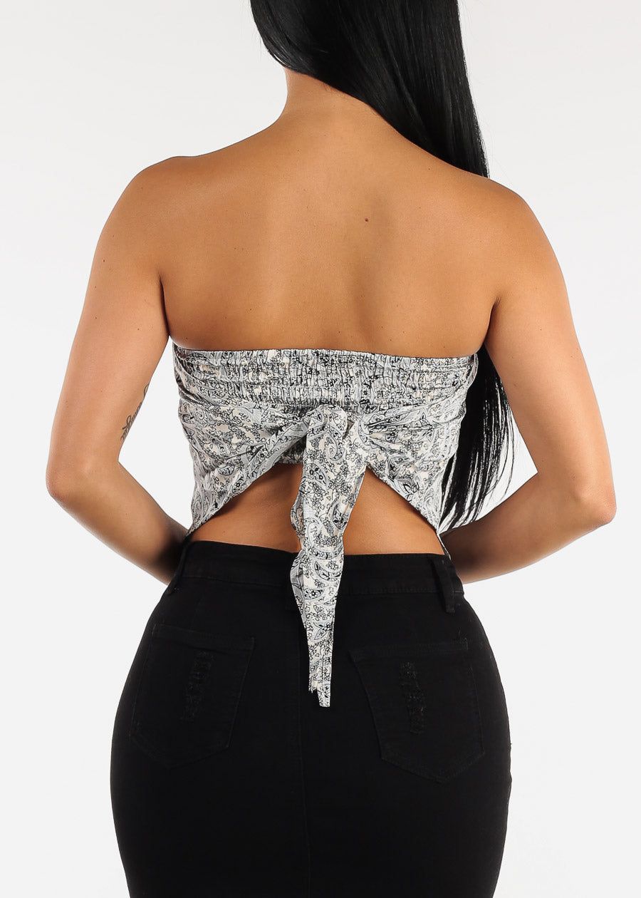 Strapless Satin Floral Bandana Crop Top sold by Moda product image thumbnail 4