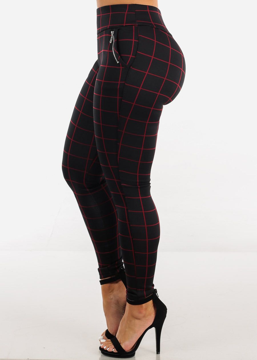 High Waisted Black Windowpane Skinny Pants sold by Moda product image thumbnail 3