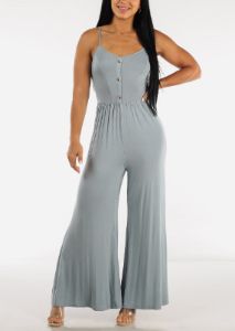 Sleeveless Wide Leg Jumpsuit Dusty Blue sold by Moda