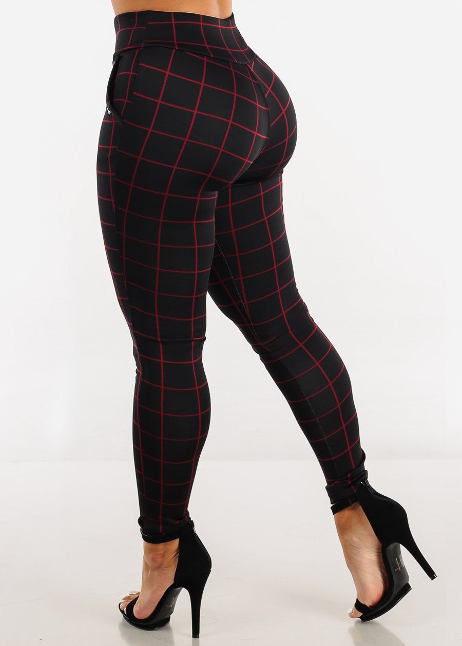 High Waisted Black Windowpane Skinny Pants sold by Moda product image thumbnail 4