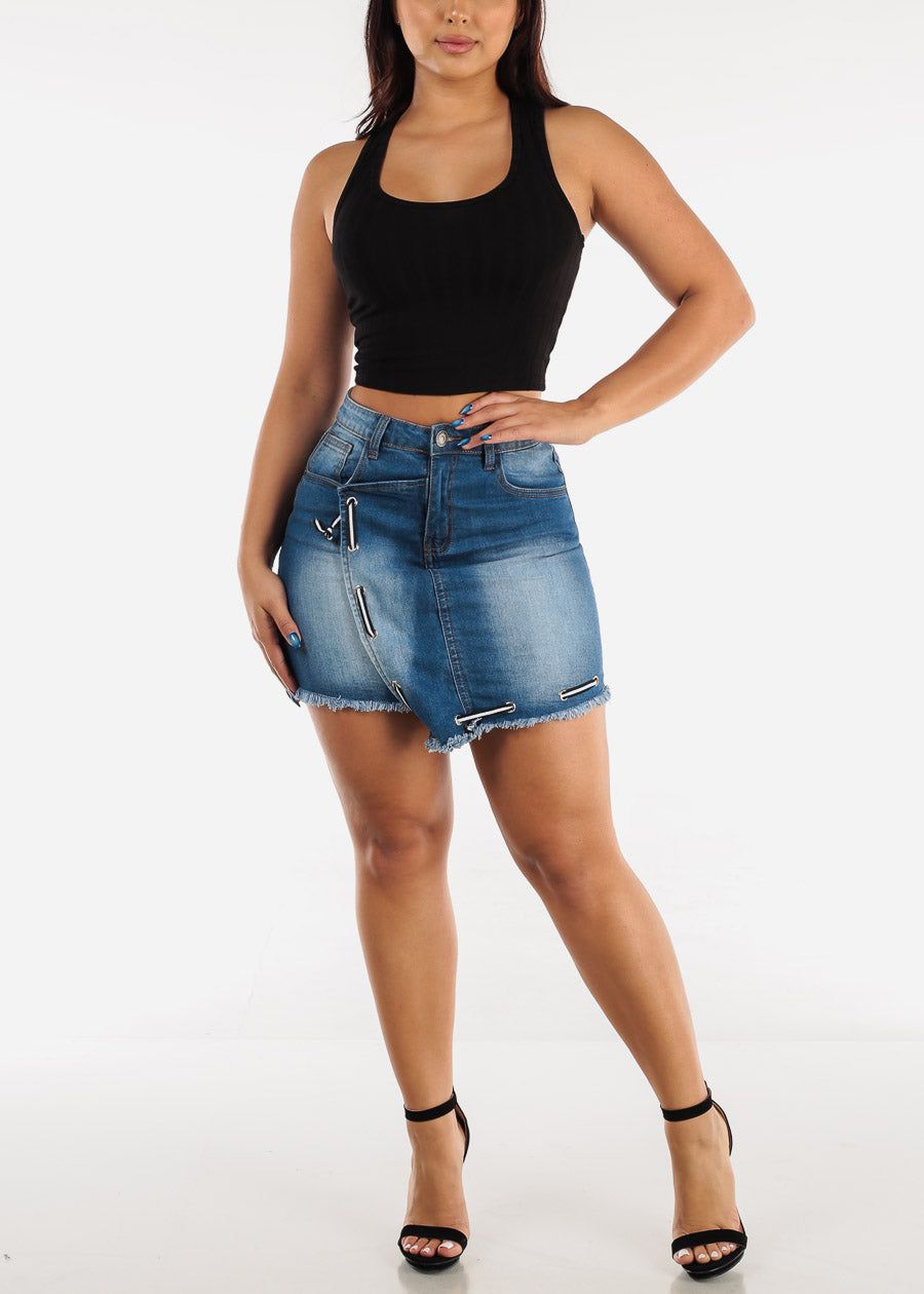 High Rise Asymmetrical Denim Mini Skirt sold by Moda product image thumbnail 2
