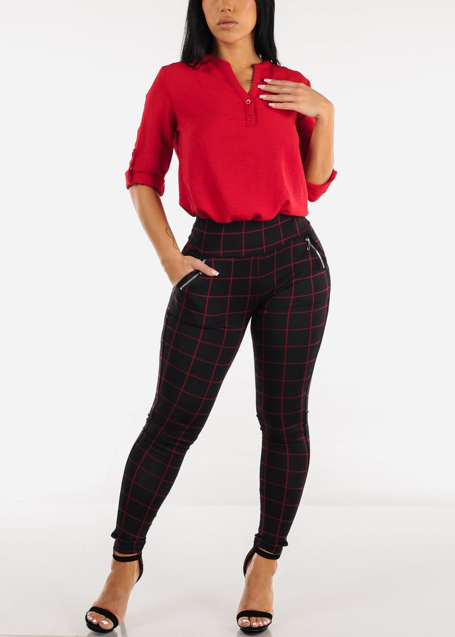High Waisted Black Windowpane Skinny Pants sold by Moda product image thumbnail 2