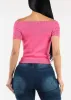 Off Shoulder Stretchy Top Hot Pink sold by Moda